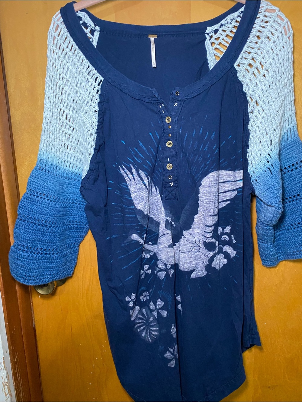 Free People Deep Blue Knit Top